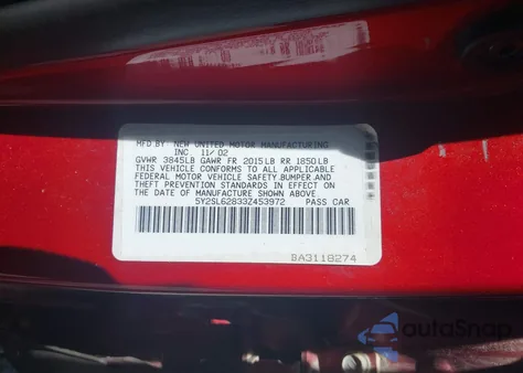 2003 Pontiac Vibe из США, поврежденный, VIN 5Y2SL62833Z453972